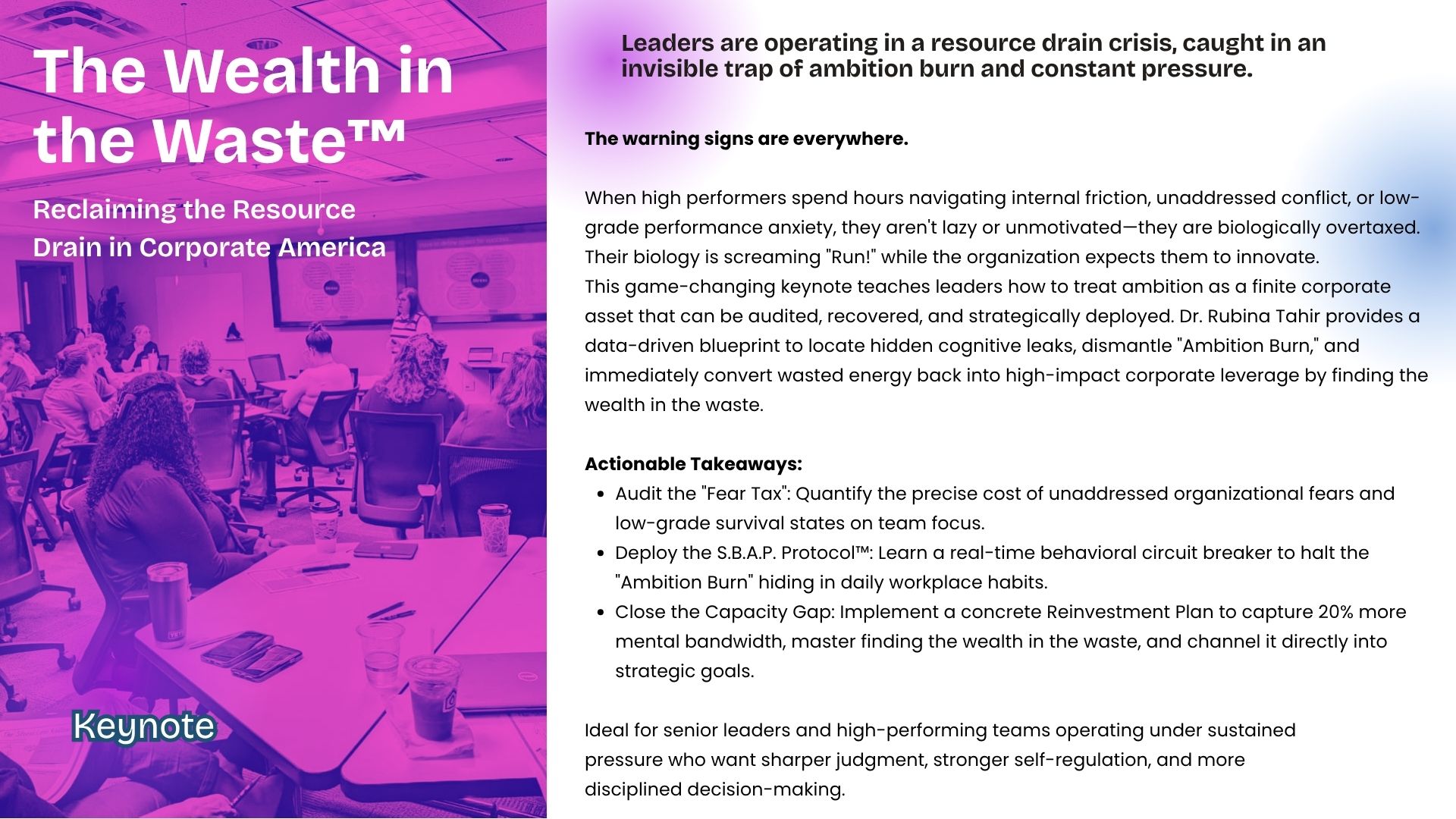 Copy of 2026 Dr. Rubina Tahir - Reclaiming the Resource Drain in Corporate America (2)